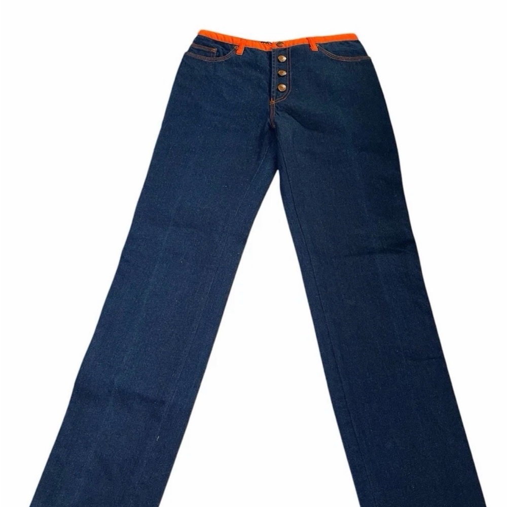 Jean Paul Gaultier Dark Blue Jeans with Orange Trim